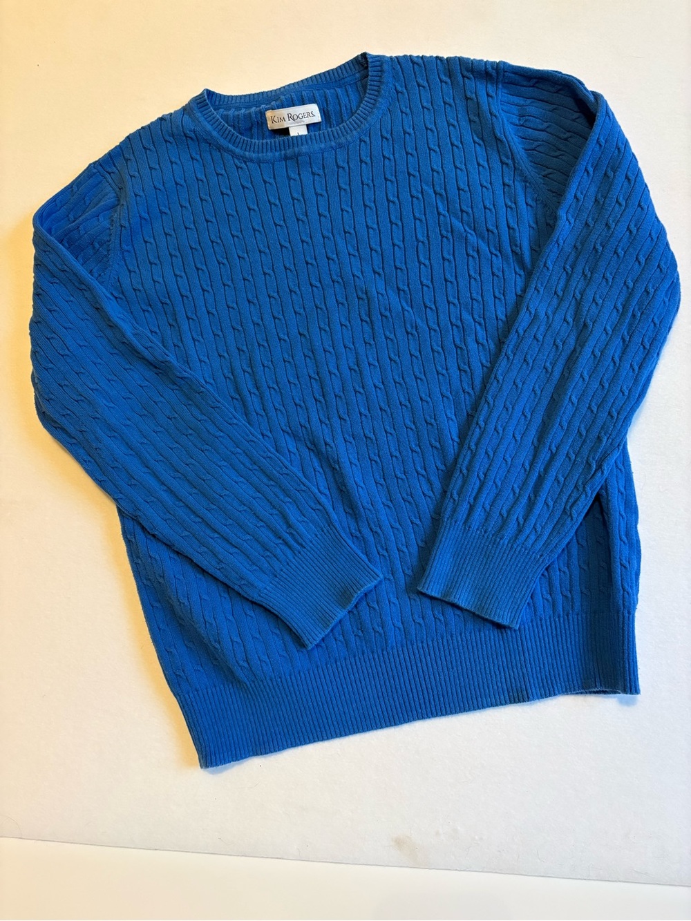Kim Rogers Cable Crewneck Sweater - Blue